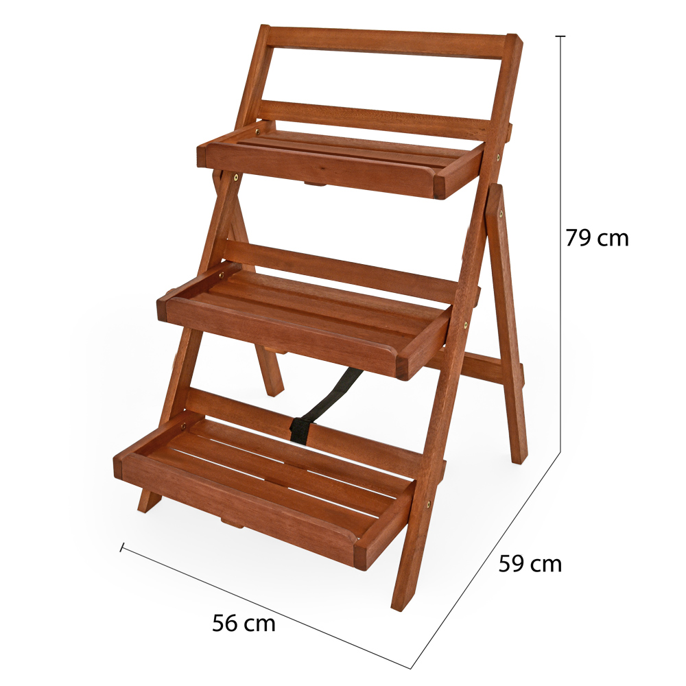 Plantenrek\u00203\u0020Etaged\u0020Acaciahout\u002079x59x56cm