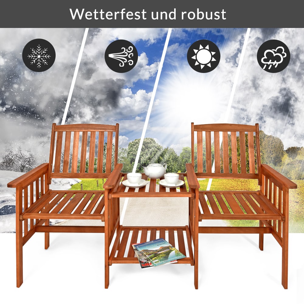 Tuinbank\u0020Acaciahout\u0020met\u0020Tafel\u0020164x63x91cm