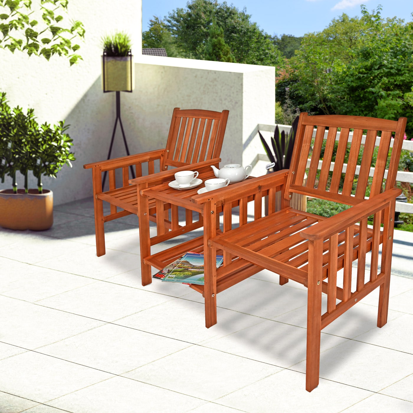 Tuinbank\u0020Acaciahout\u0020met\u0020Tafel\u0020164x63x91cm
