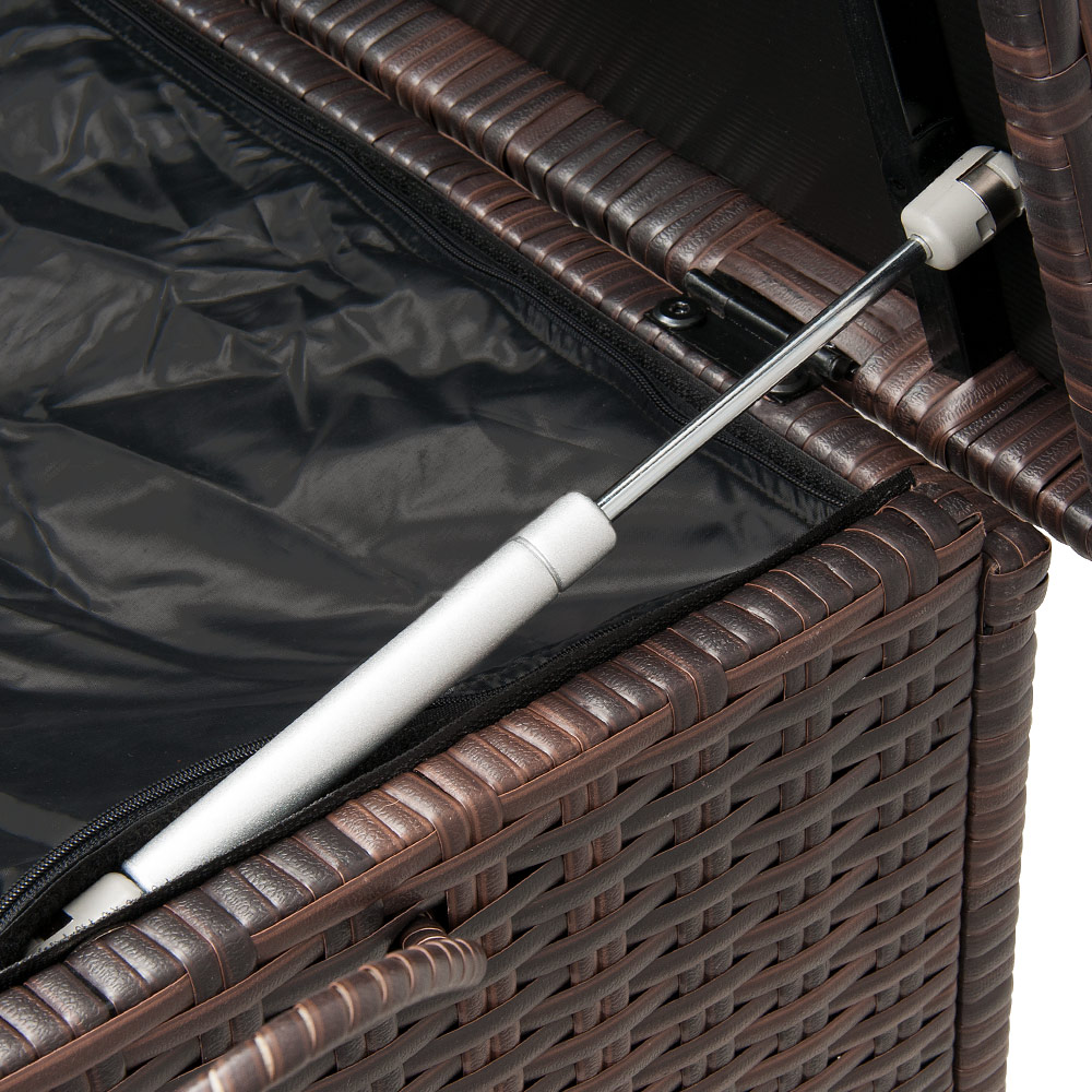 Polyrattan\u0020Kussenbox\u0020Bruin\u0020122x56x61cm\u0020met\u0020Wielen