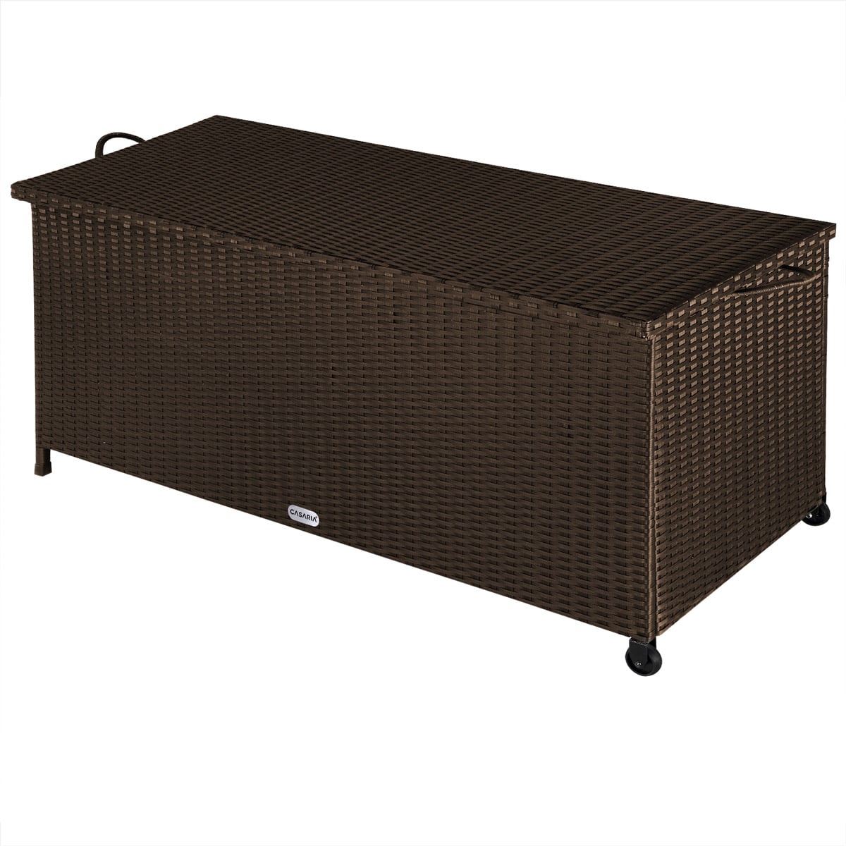 Polyrattan\u0020Kussenbox\u0020Bruin\u0020122x56x61cm\u0020met\u0020Wielen