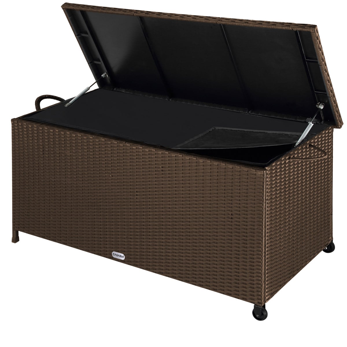 Polyrattan\u0020Kussenbox\u0020Bruin\u0020122x56x61cm\u0020met\u0020Wielen