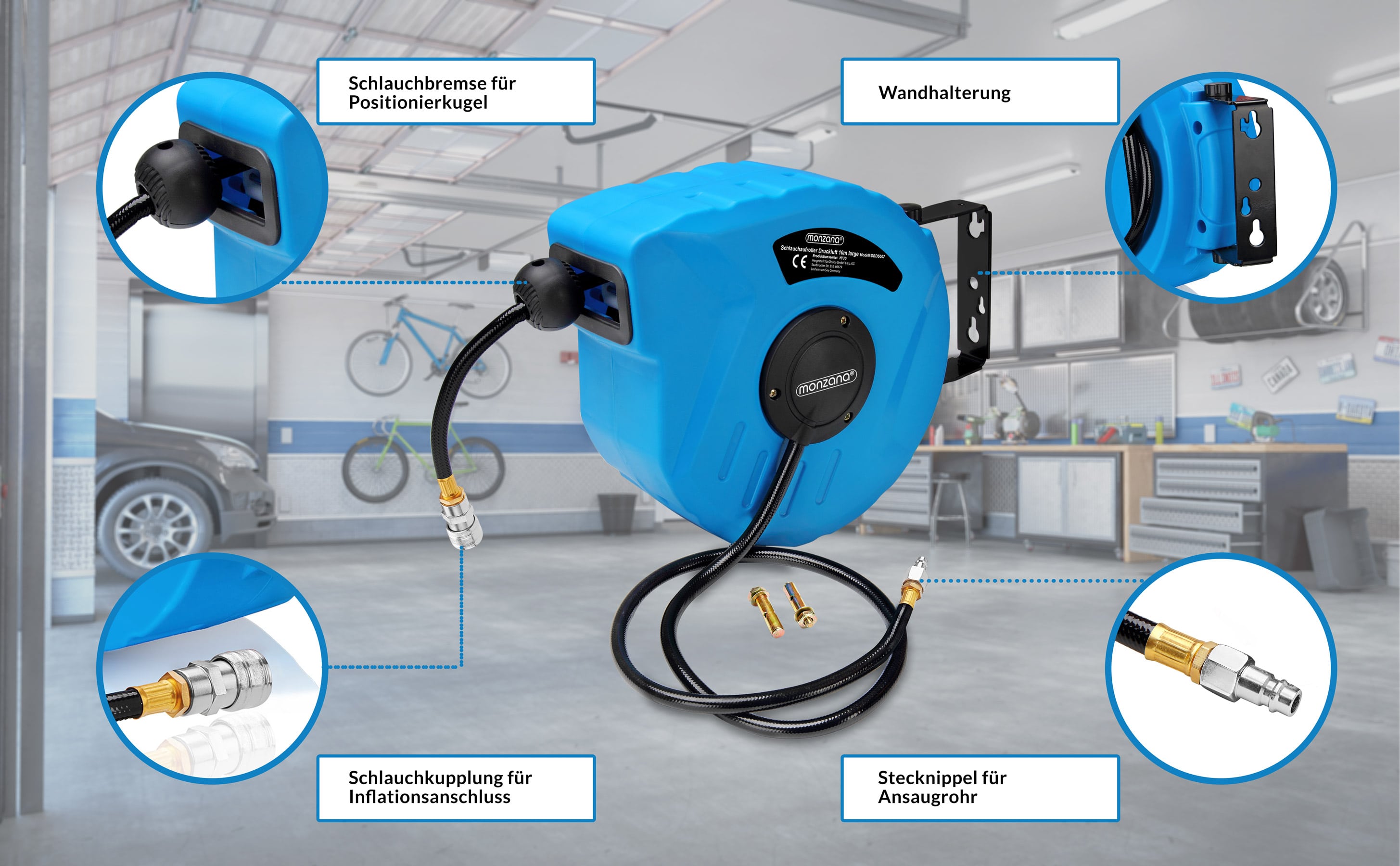 Haspel\u0020Persluchtslang\u0020Blauw\u002010m\u0020Oprolbaar
