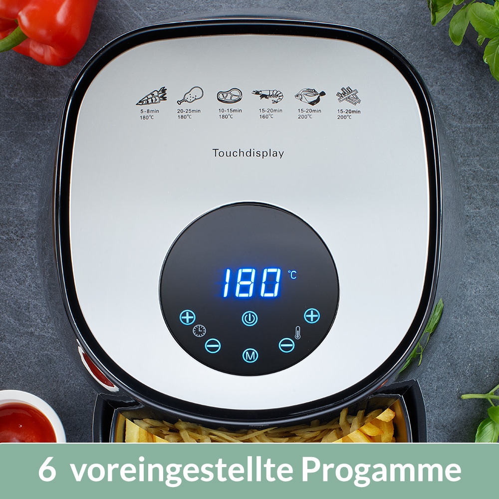 Heteluchtfriteuse\u0020Zwart\u0020RVS\u0020Kunststof\u00202,6L\u00201500W
