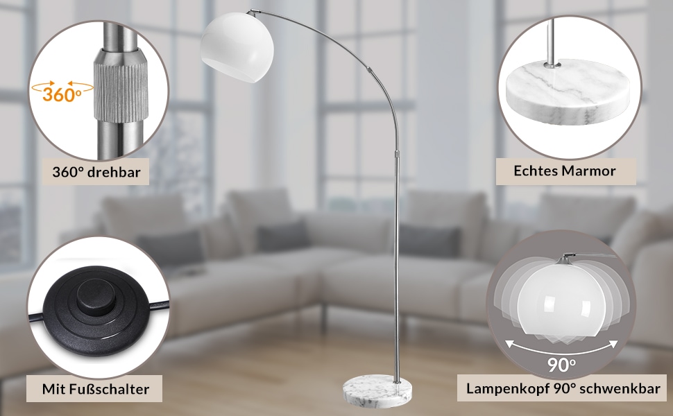 Vloerlamp\u0020RVS\u0020Marmer\u0020Kunststof\u0020190\u002D200cm\u0020Retro\u0020Design
