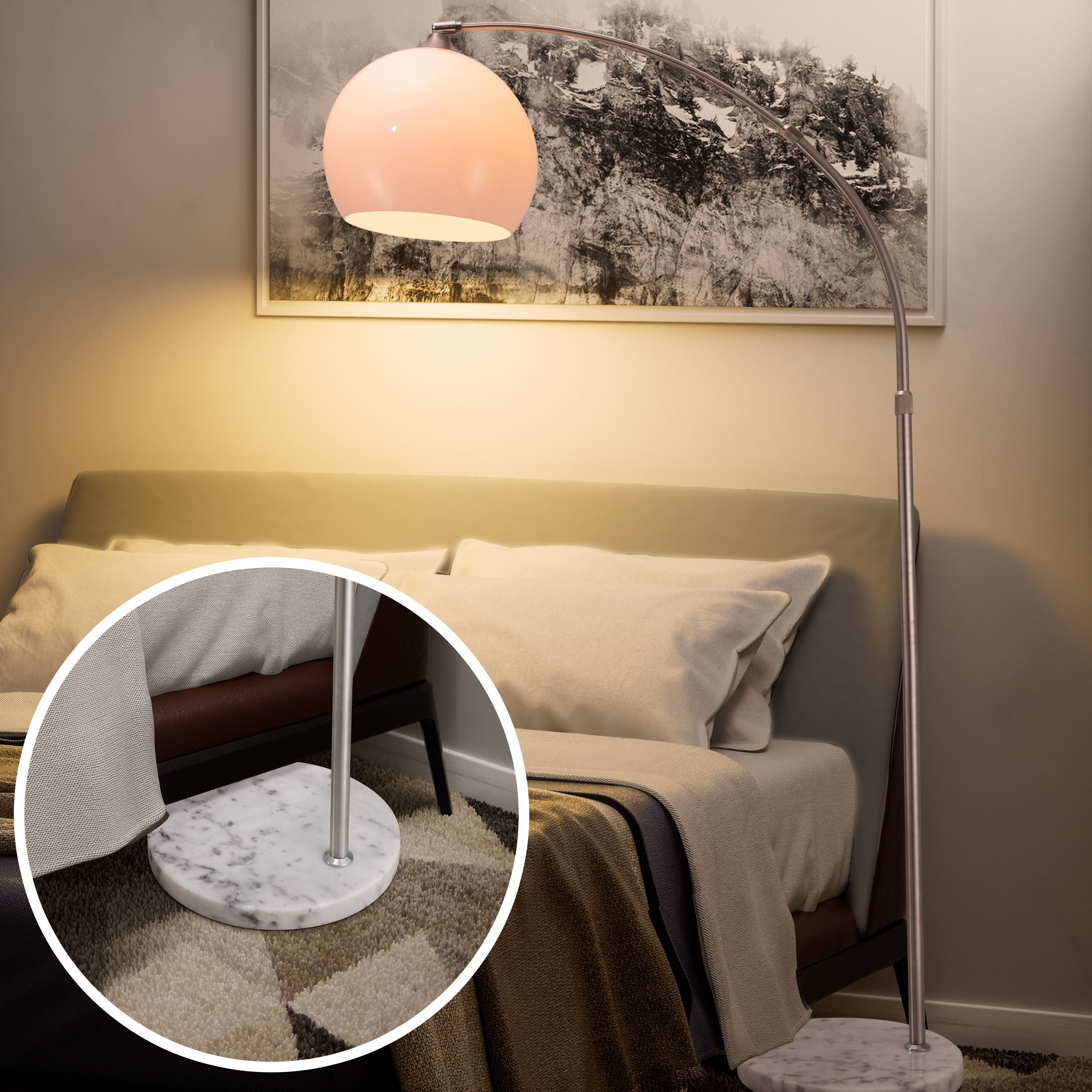 Vloerlamp\u0020RVS\u0020Marmer\u0020Kunststof\u0020190\u002D200cm\u0020Retro\u0020Design