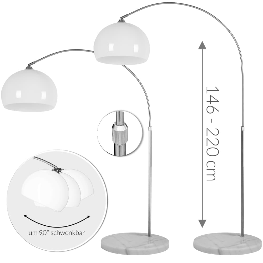 Retro\u0020design\u0020Booglamp\u0020\u002D\u0020Staande\u0020Vloerlamp\u0020\u002D\u0020Zilver\u0020\u002D\u0020Opaalwit