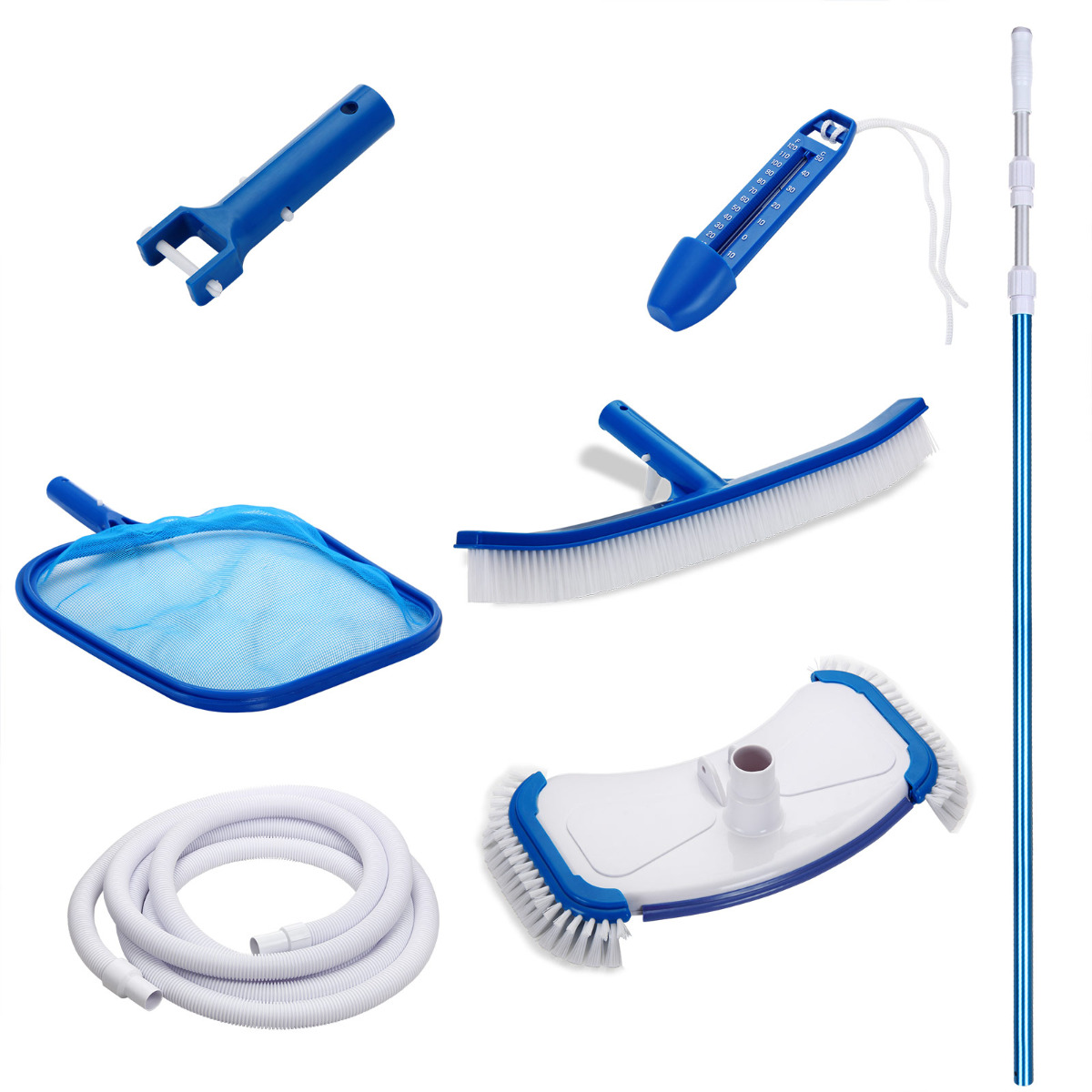 Zwembad\u0020reinigingsset\u00208\u002Ddelig\u0020incl.\u0020telescoopsteel,\u0020waterthermometer\u0020en\u0020meer