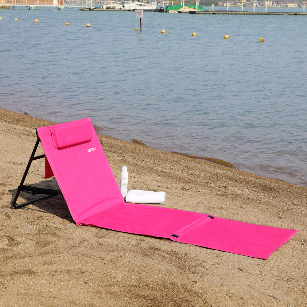 Strandmat\u0020met\u0020Rugleuning\u0020en\u0020Kussen\u0020158cm\u0020x\u002056cm\u0020roze