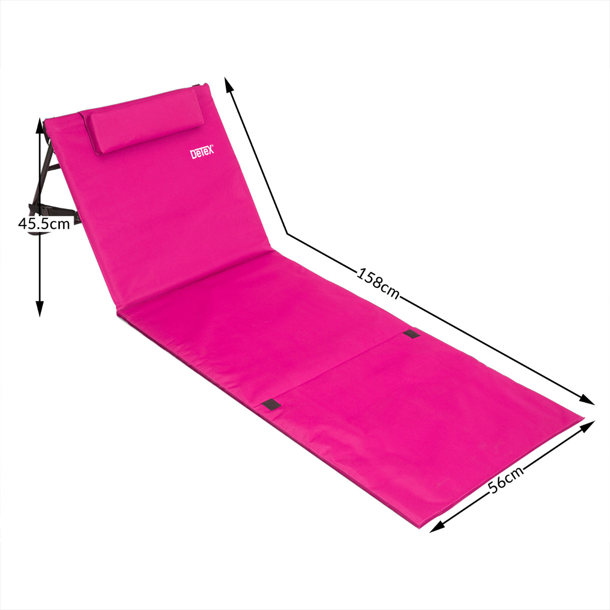 Strandmat\u0020met\u0020Rugleuning\u0020en\u0020Kussen\u0020158cm\u0020x\u002056cm\u0020roze