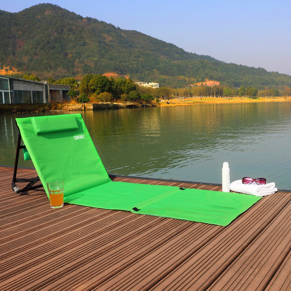 Strandmat\u0020met\u0020Rugleuning\u0020en\u0020Kussen\u0020158cm\u0020x\u002056cm\u0020groen