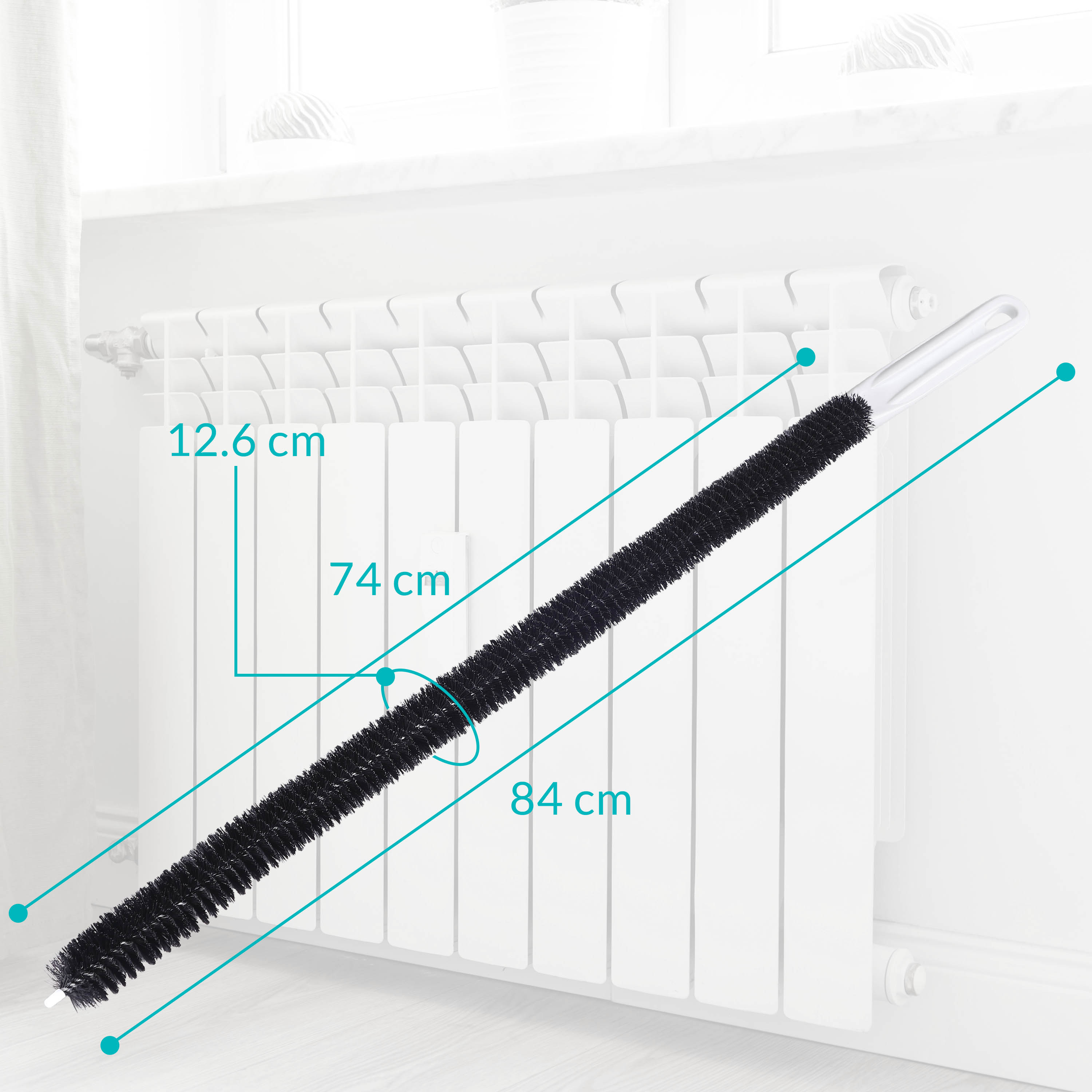 Radiatorborsel\u0020Staal\u002FNylon\u002078x4x4cm\u0020Flexibel