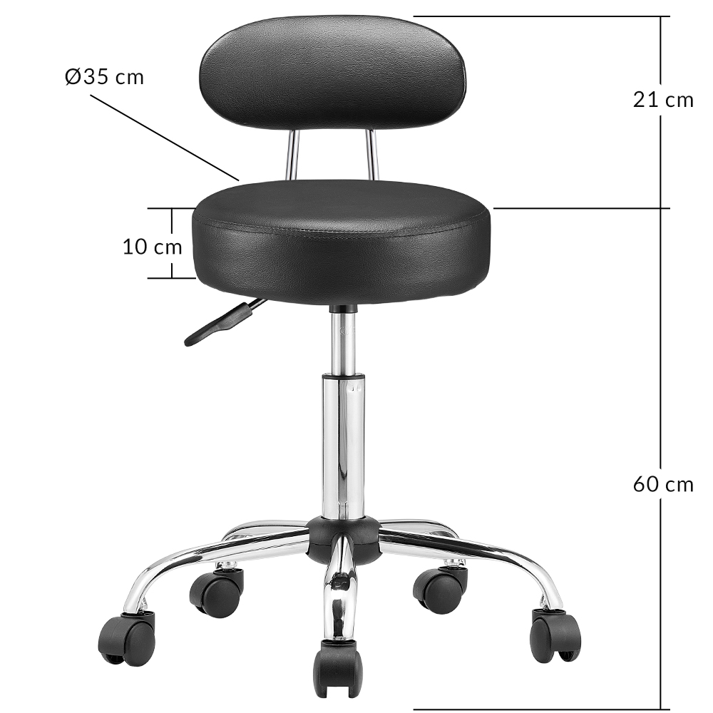 Draaikruk\u0020met\u0020verchroomd\u0020stalen\u0020basis\u0020\u002B\u0020rugleuning\u0020zwart