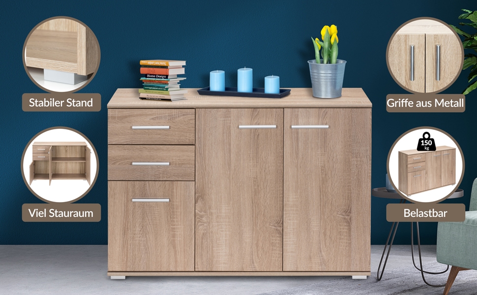 Dressoir\u0020Alba\u0020Eiche\u0020107x75x35cm