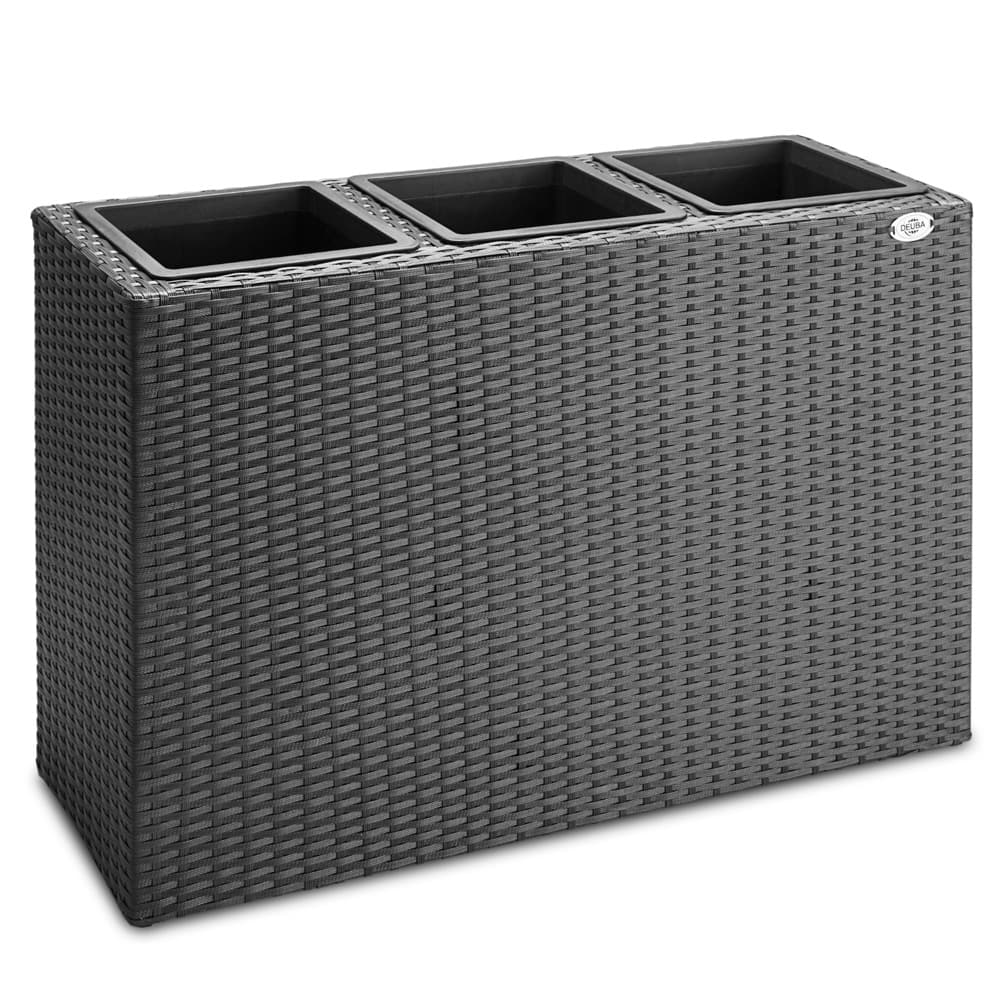 Polyrattan\u0020Bloembak\u00203\u0020delig\u0020Zwart\u002083x30,5x60cm\u0020