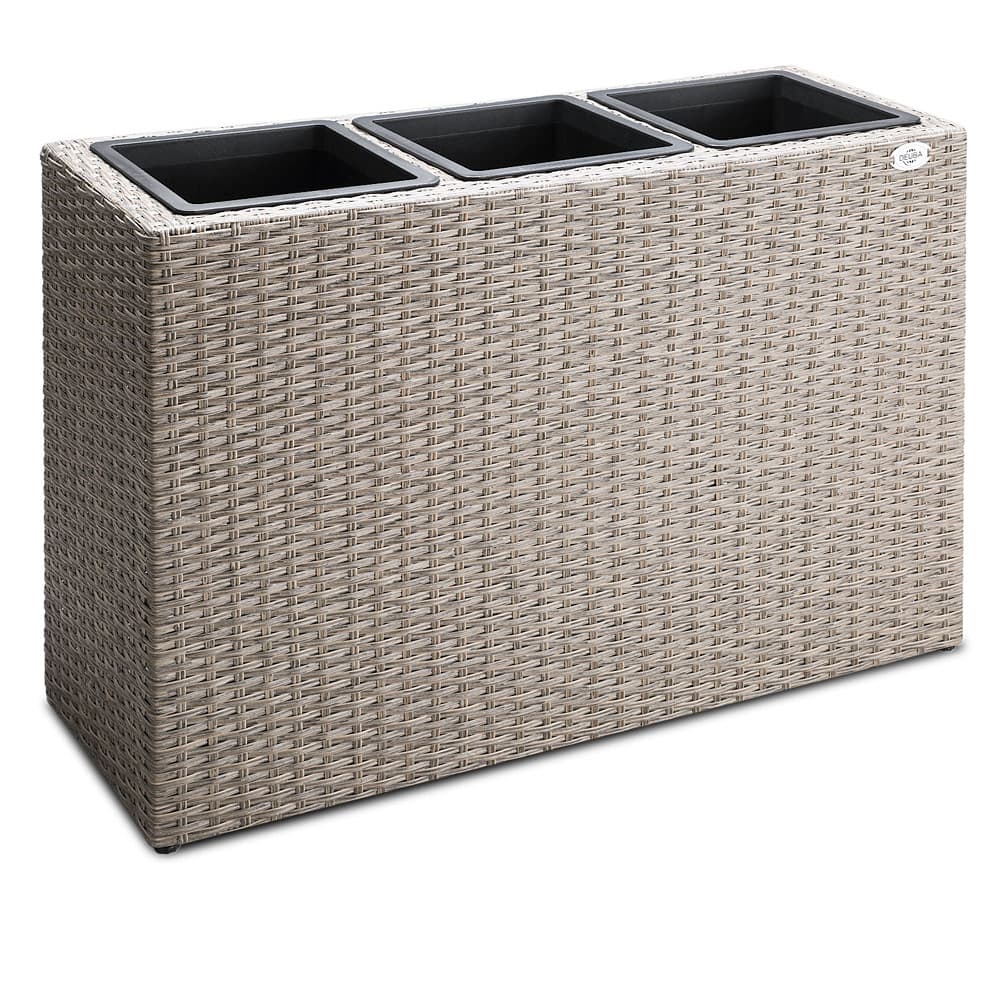Polyrattan\u0020Bloembak\u00203\u0020delig\u0020Creme\u002083x30,5x60cm\u0020