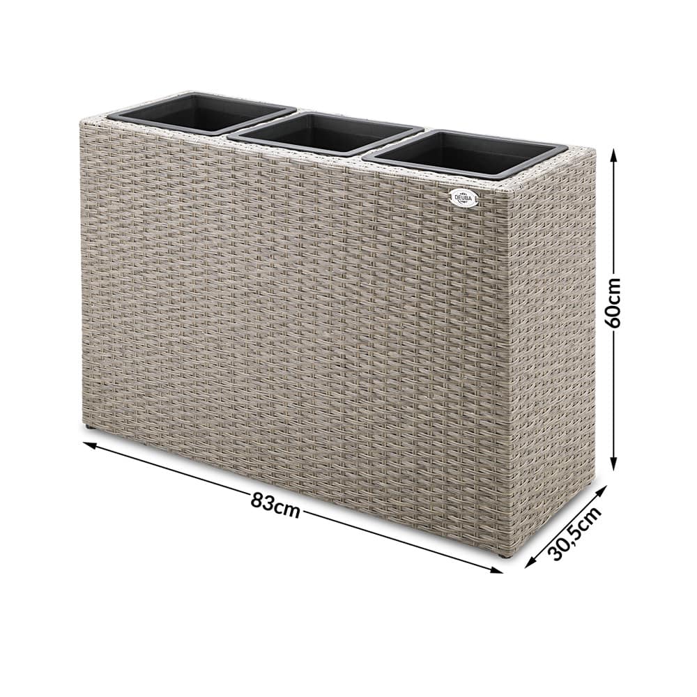 Polyrattan\u0020Bloembak\u00203\u0020delig\u0020Creme\u002083x30,5x60cm\u0020