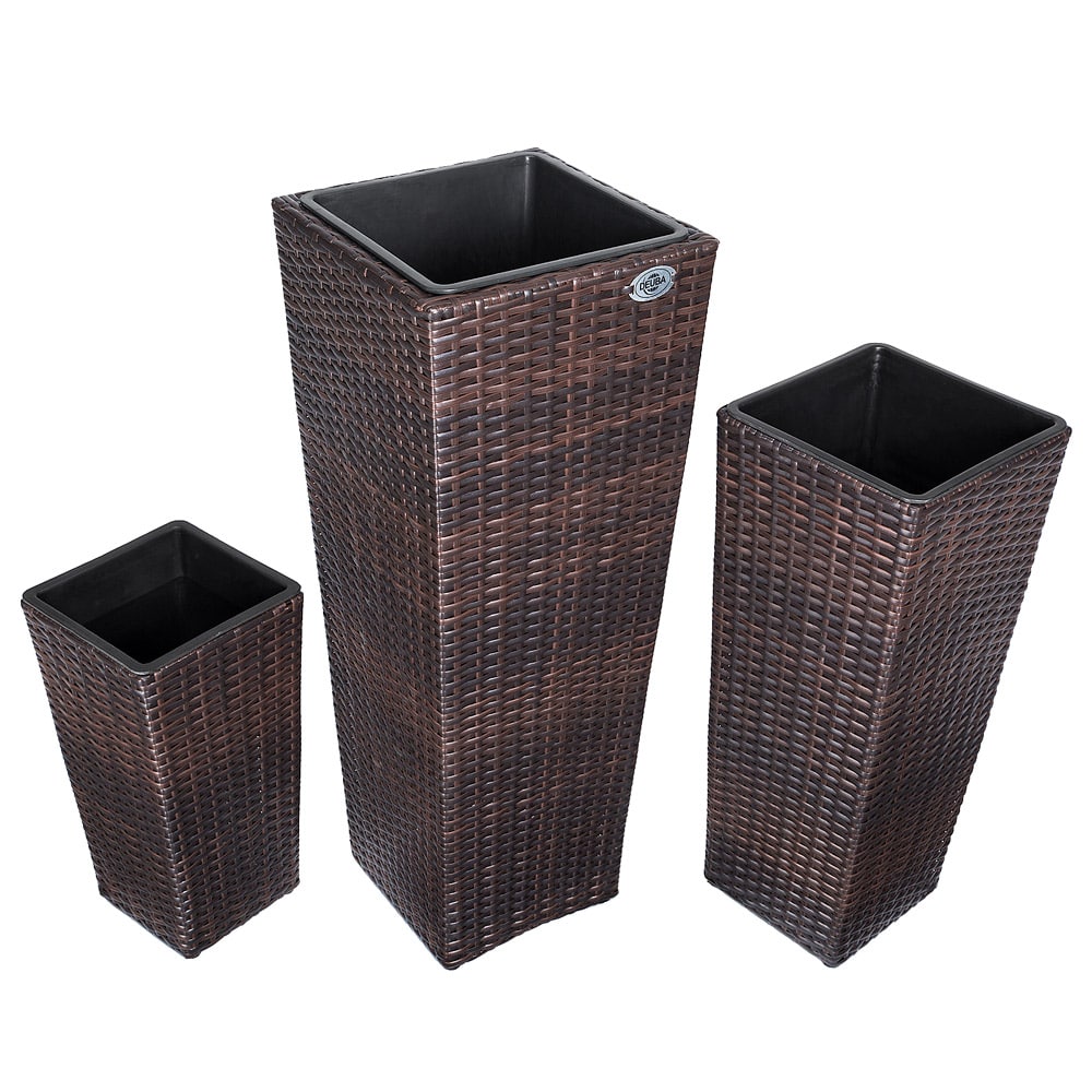 Bloempotten\u0020polyrotan\u0020set\u0020van\u00203\u0020stuks\u0020in\u0020bruin