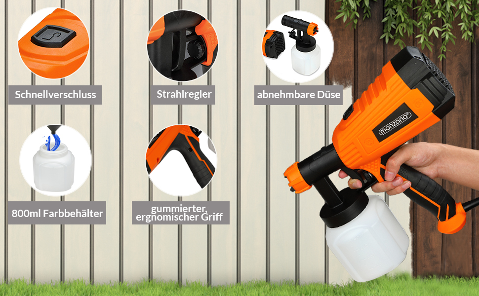 Elektrische\u0020Verfspuit\u0020Oranje\u002FZwart\u0020500W\u0020800ml