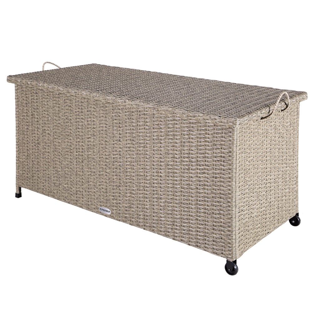 Polyrattan\u0020Kussenbox\u0020Creme\u0020122x56x61cm\u0020met\u0020Wielen Polyrattan\u0020Kussenbox\u0020Creme\u0020122x56x61cm\u0020met\u0020Wielen