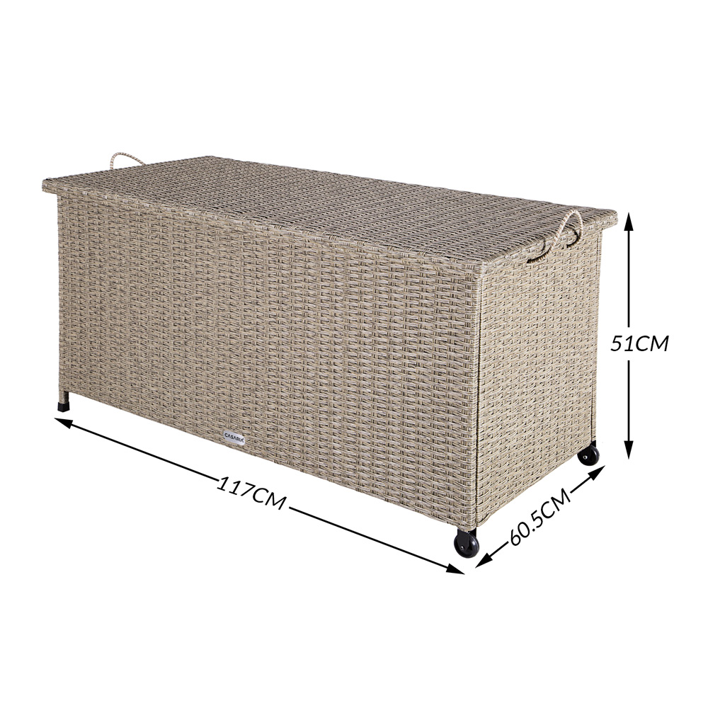 Polyrattan\u0020Kussenbox\u0020Creme\u0020122x56x61cm\u0020met\u0020Wielen Polyrattan\u0020Kussenbox\u0020Creme\u0020122x56x61cm\u0020met\u0020Wielen