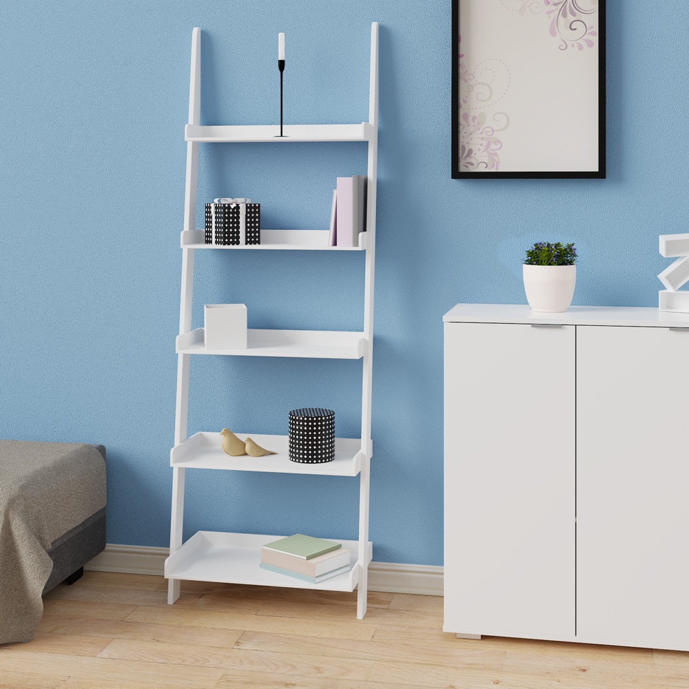 Ladderrek\u0020Wit\u0020met\u00205\u0020Planken\u0020180cm