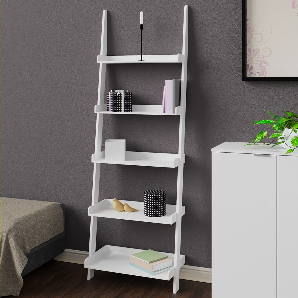 Ladderrek\u0020Wit\u0020met\u00205\u0020Planken\u0020180cm