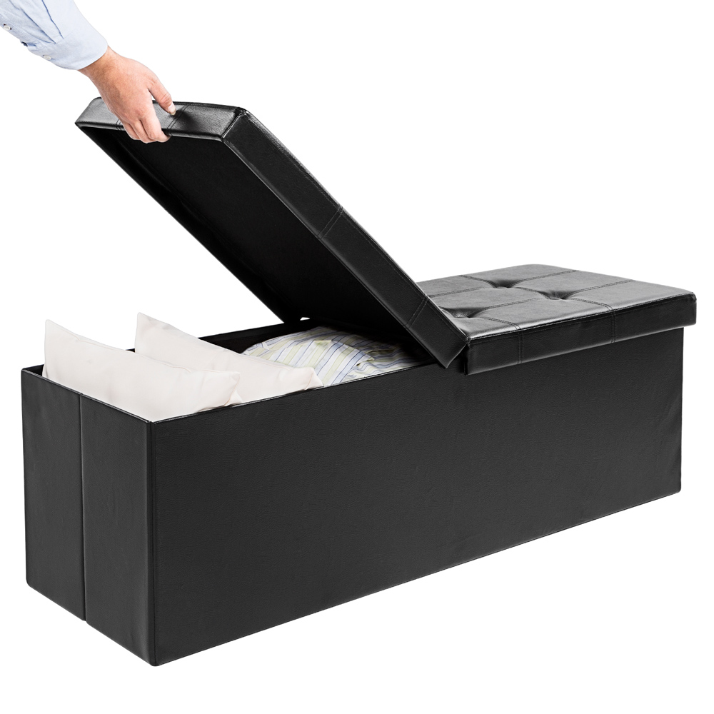 Opvouwbare\u0020Zitbank\u0020met\u0020opbergruimte\u0020en\u0020deksel\u002080cm\u0020Zwart