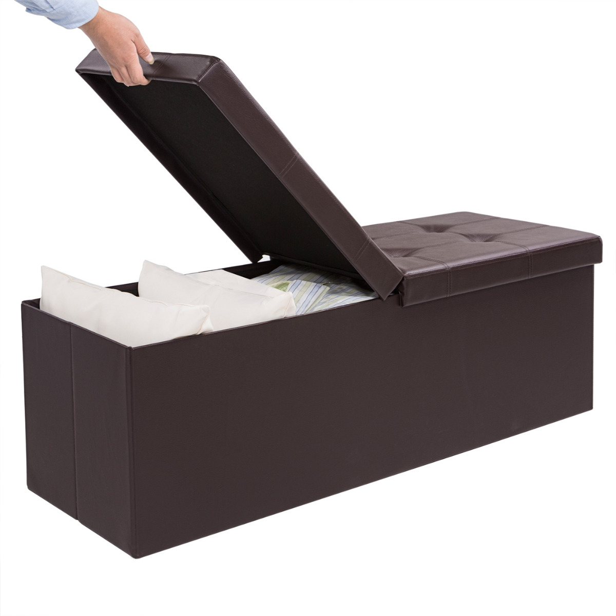 Opvouwbare\u0020Zitbank\u0020met\u0020opbergruimte\u0020en\u0020deksel\u0020\u002D\u002080cm\u0020\u002D\u0020Bruin