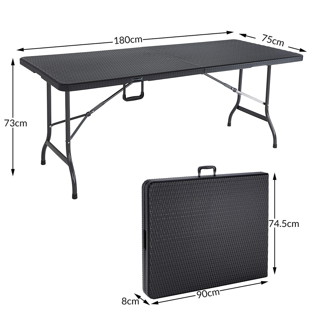 Tuintafel\u0020Zwart\u0020Polyrattan\u0020Look\u0020180x75x73cm\u0020opvouwbaar