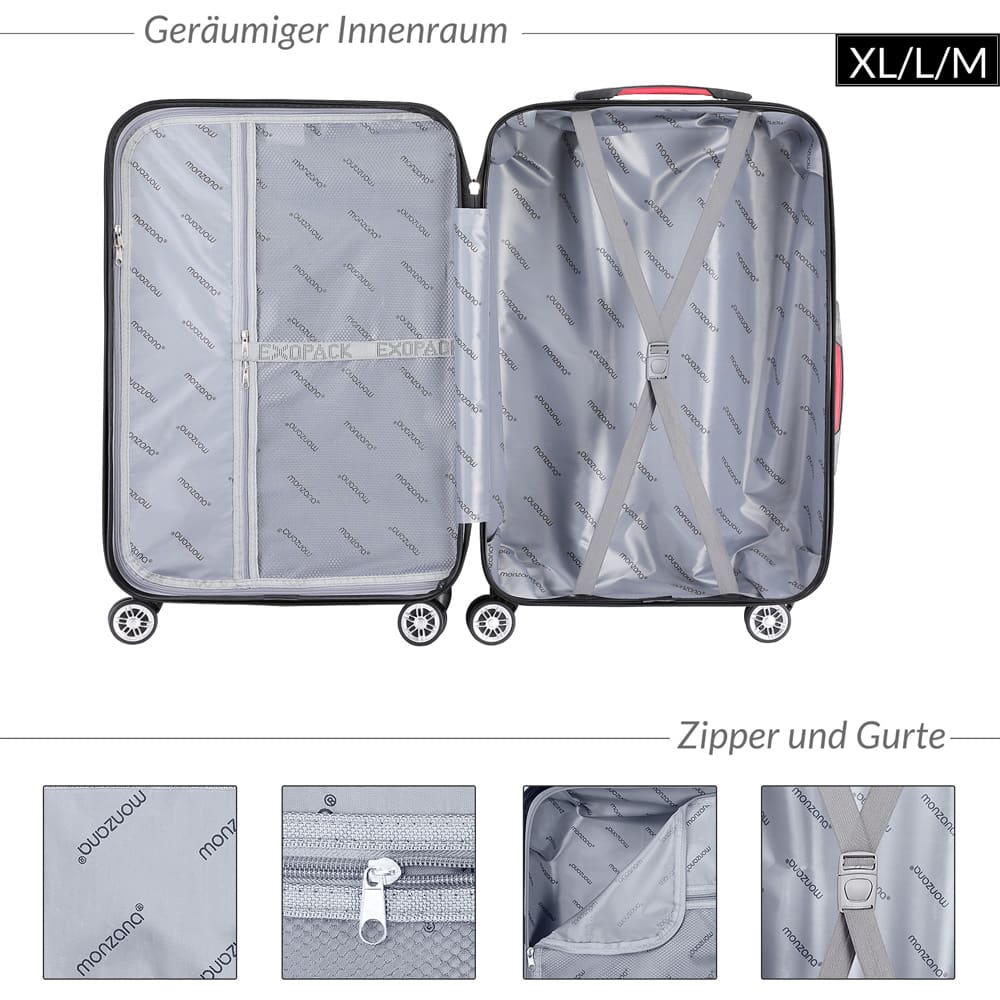 Hardcase\u0020Kofferset\u0020Exopack\u00203\u002Ddelig\u0020Zwart\u0020ABS