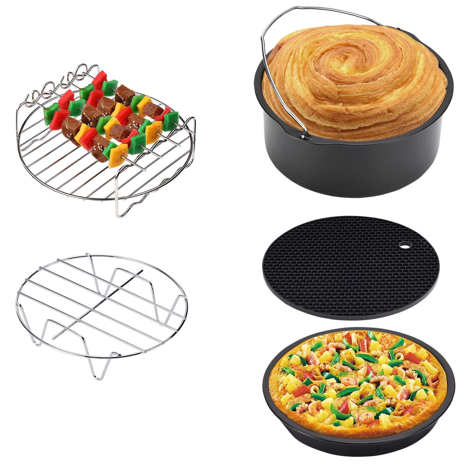 Heteluchtfriteuse\u0020Accessoireset\u00209\u002Ddelig\u0020RVS