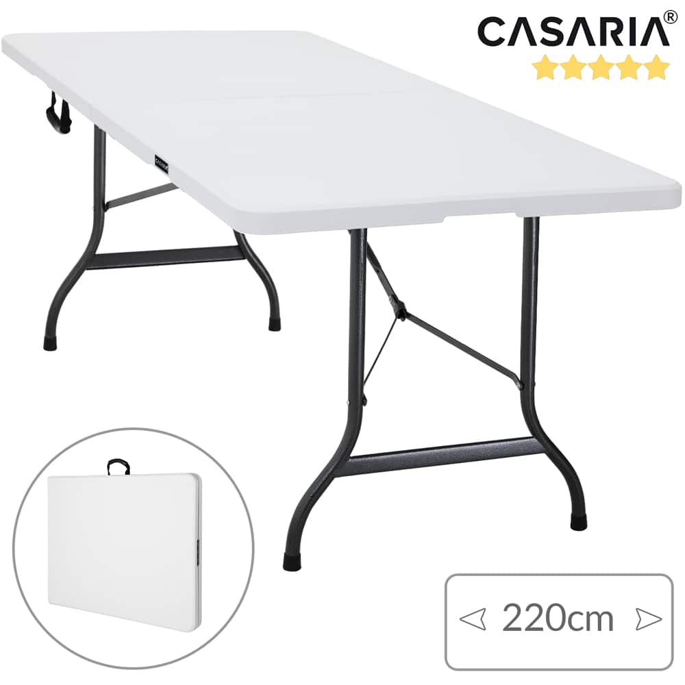 Buffettafel\u0020Tuintafel\u0020Wit\u0020Kunststof\u0020220x70x72cm\u0020Opvouwbaar