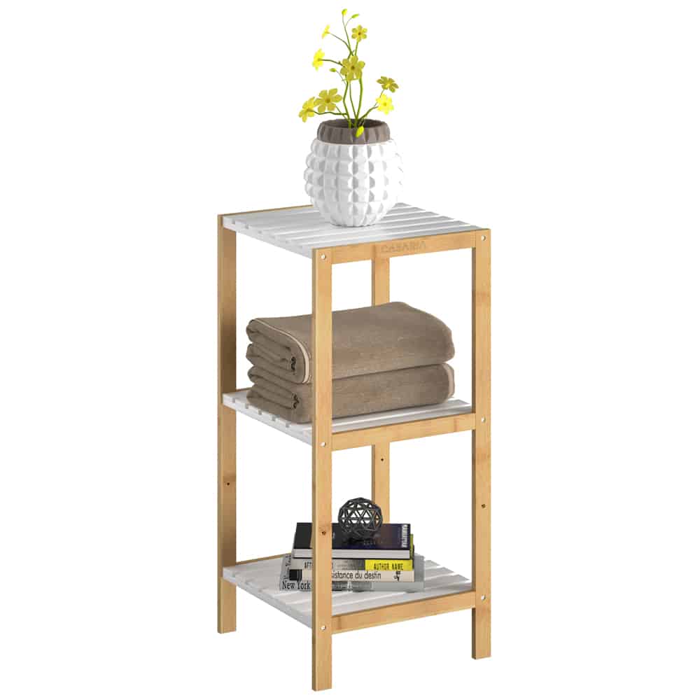 Bamboe\u0020staande\u0020rek\u0020met\u00203\u0020legplanken\u0020Wit\u002080x33x34cm\u0020
