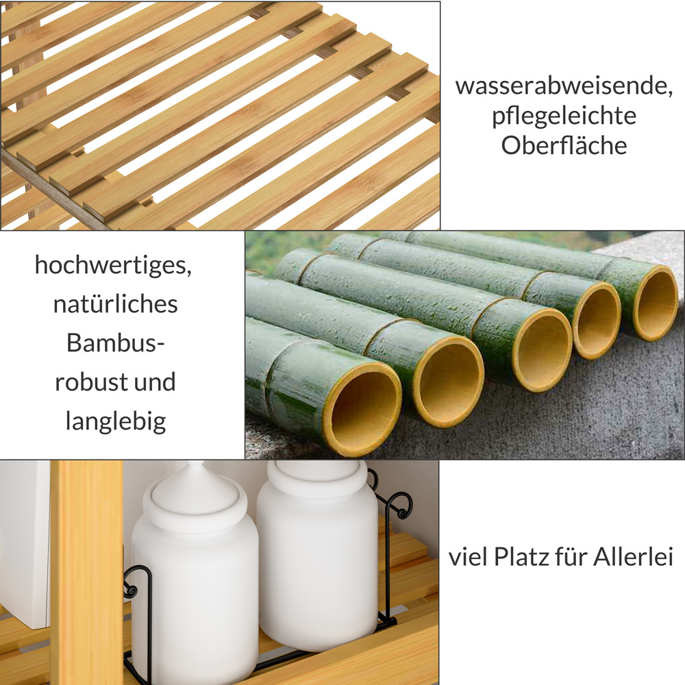 Staande\u0020plank\u0020Badkamerkast\u0020Bamboe\u0020130x60x26cm\u0020in\u0020hoogte\u0020verstelbare\u0020planken