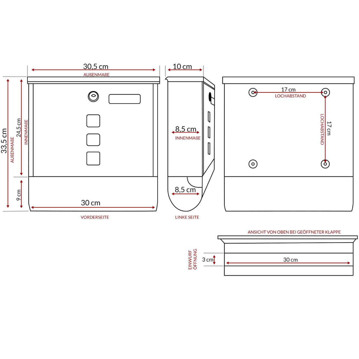 Brievenbus\u0020met\u0020krantenset\u0020wit\u002030,5x8,5x33,5cm