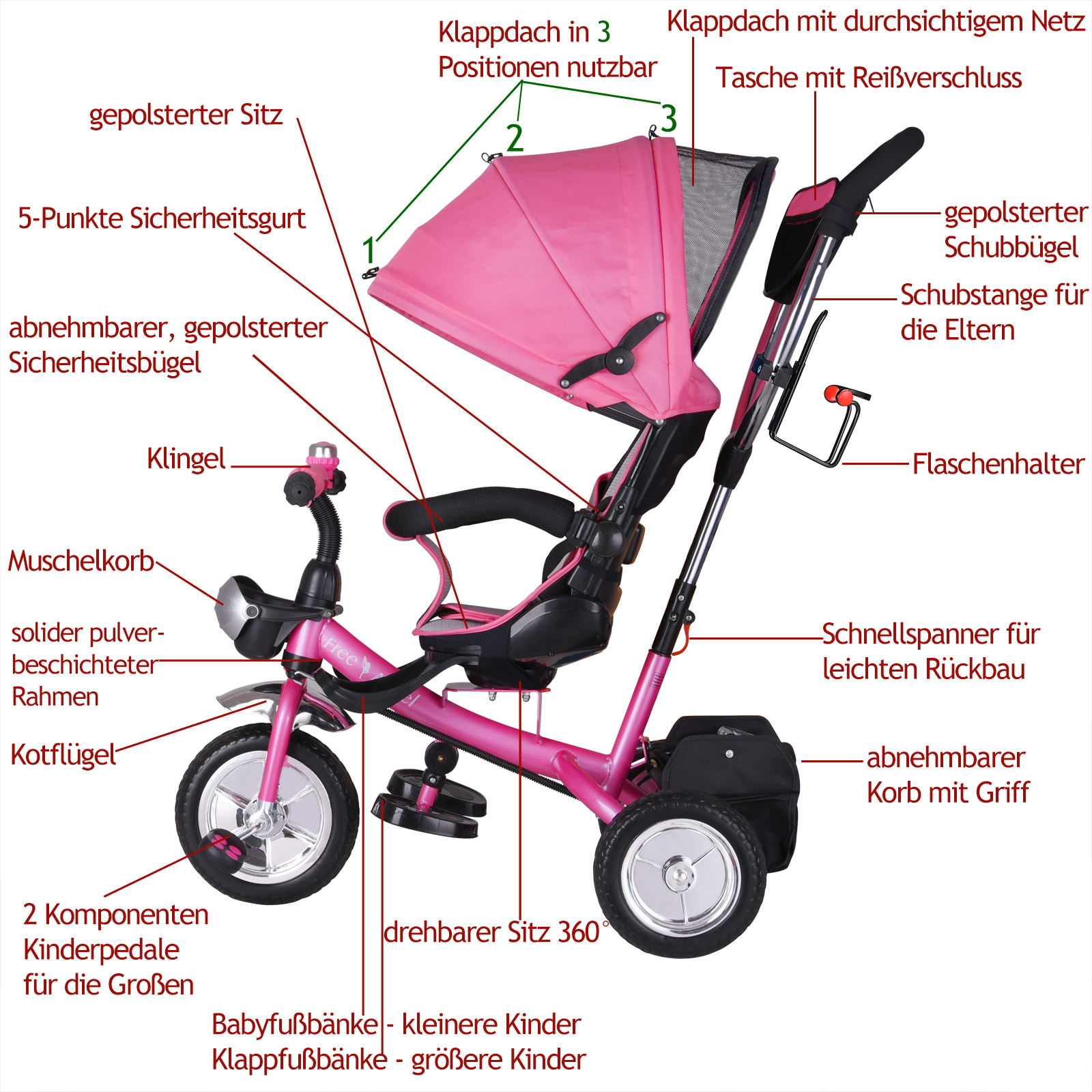 Kinderdriewieler\u0020Roze\u0020incl\u0020Dak Kinderdriewieler\u0020Roze\u0020incl\u0020Dak