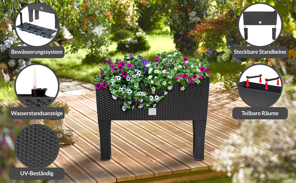 Hoge\u0020Plantenbak\u0020Antraciet\u0020Kunststof\u002060x25x46cm