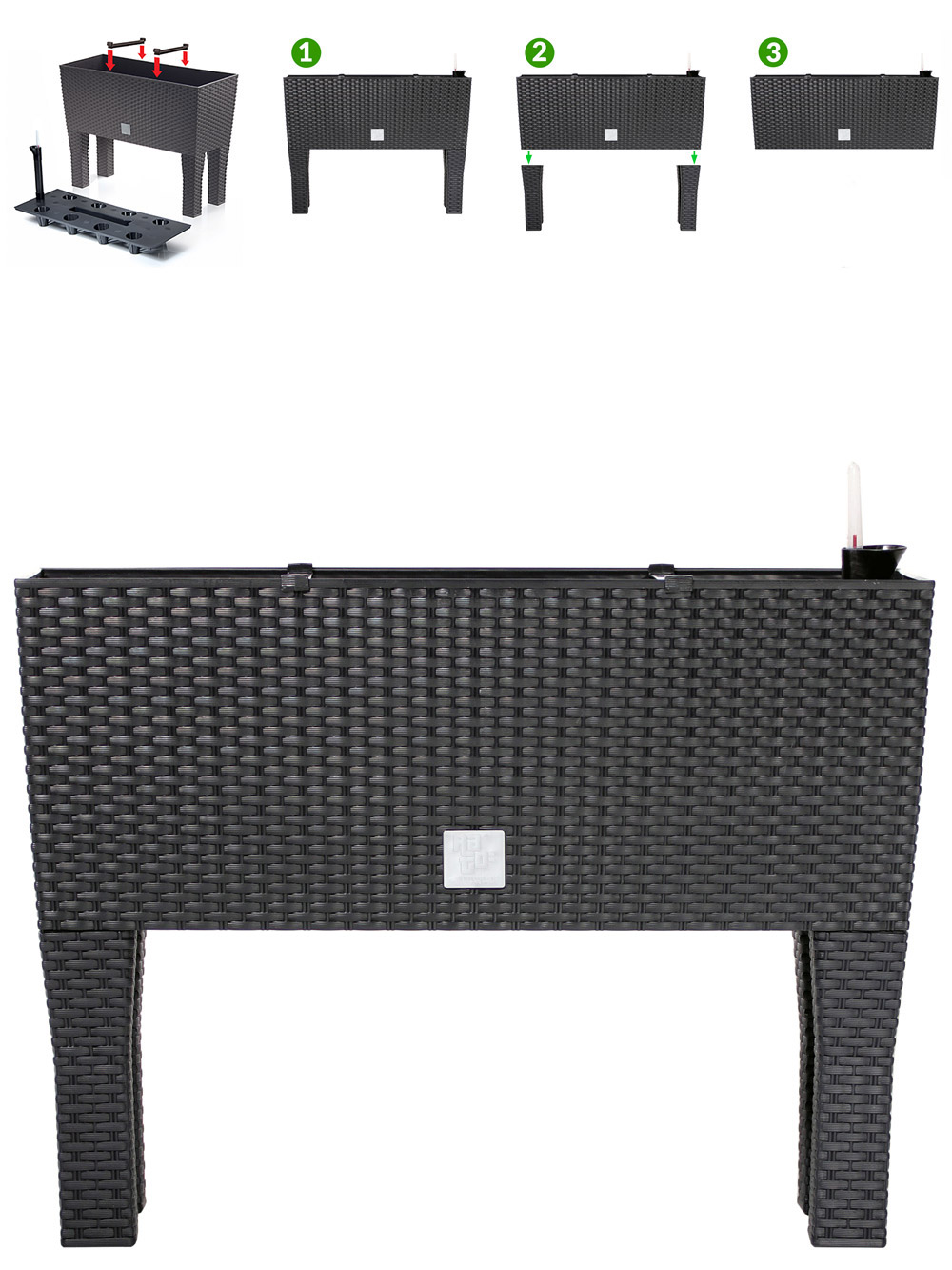 Hoge\u0020Plantenbak\u0020Antraciet\u0020Kunststof\u002060x25x46cm