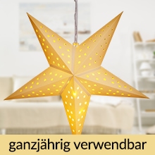Kerstster\u0020Papier\u0020LED\u0020Cr\u00E8me\u0020\u00D860cm\u00205\u0020Punten\u0020Sterretjes