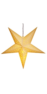 Kerstster\u0020Papier\u0020LED\u0020Cr\u00E8me\u0020\u00D860cm\u00205\u0020Punten\u0020Sterretjes