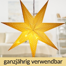 Kerstster\u0020Papier\u0020LED\u0020Cr\u00E8me\u0020\u00D860cm\u00207\u0020Punten\u0020Gaatjes