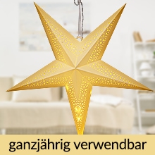Kerstster\u0020Papier\u0020LED\u0020Cr\u00E8me\u0020\u00D860cm\u00205\u0020Punten\u0020Gaatjes