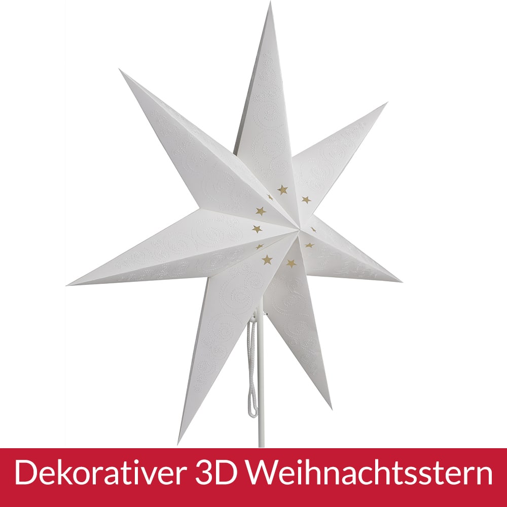 Kerstster\u0020Papier\u0020LED\u0020Wit\u0020Sterretjes\u0020incl\u0020Standaard