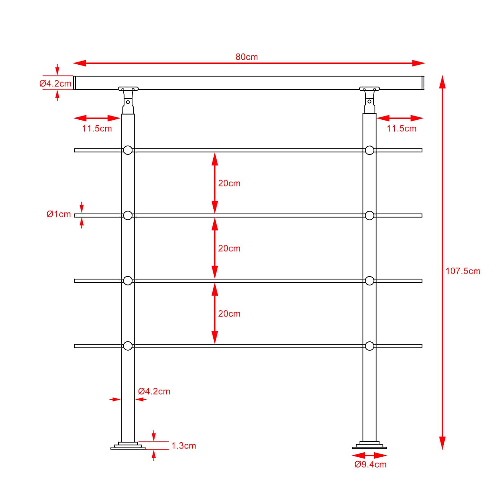 Trapleuning\u0020met\u00204\u0020Spijlen\u0020RVS\u002080cm Trapleuning\u0020met\u00204\u0020Spijlen\u0020RVS\u002080cm