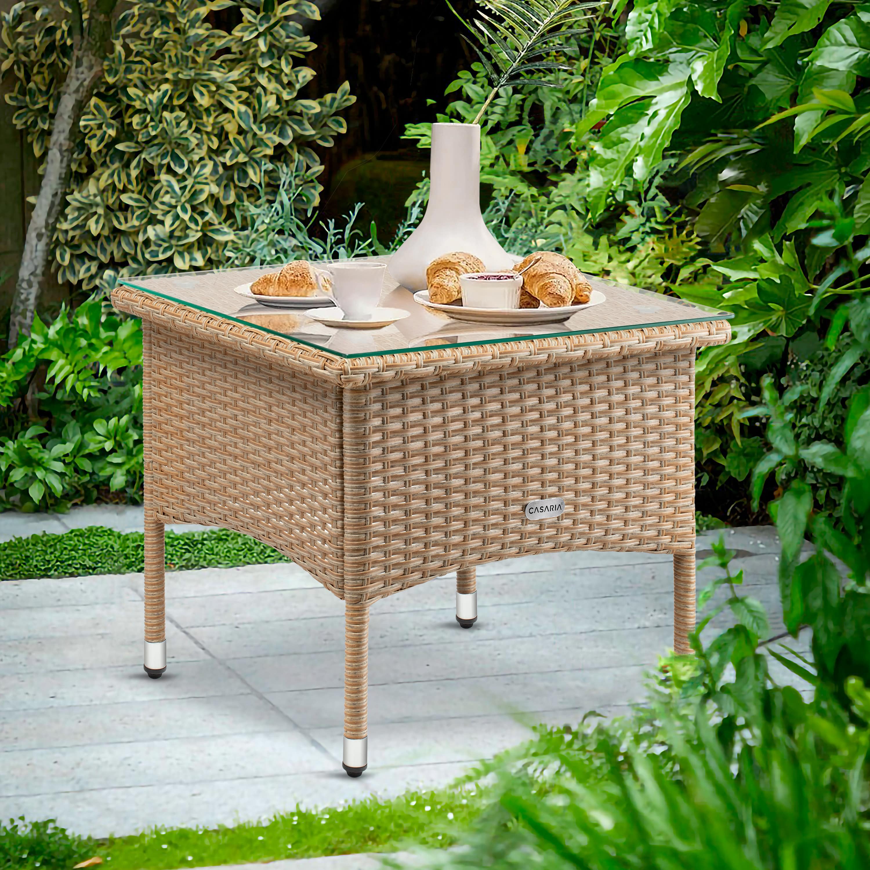 Polyrotan\u0020Bijzettafel\u0020Grijs\u002DBeige\u002050x50x45cm Polyrotan\u0020Bijzettafel\u0020Grijs\u002DBeige\u002050x50x45cm