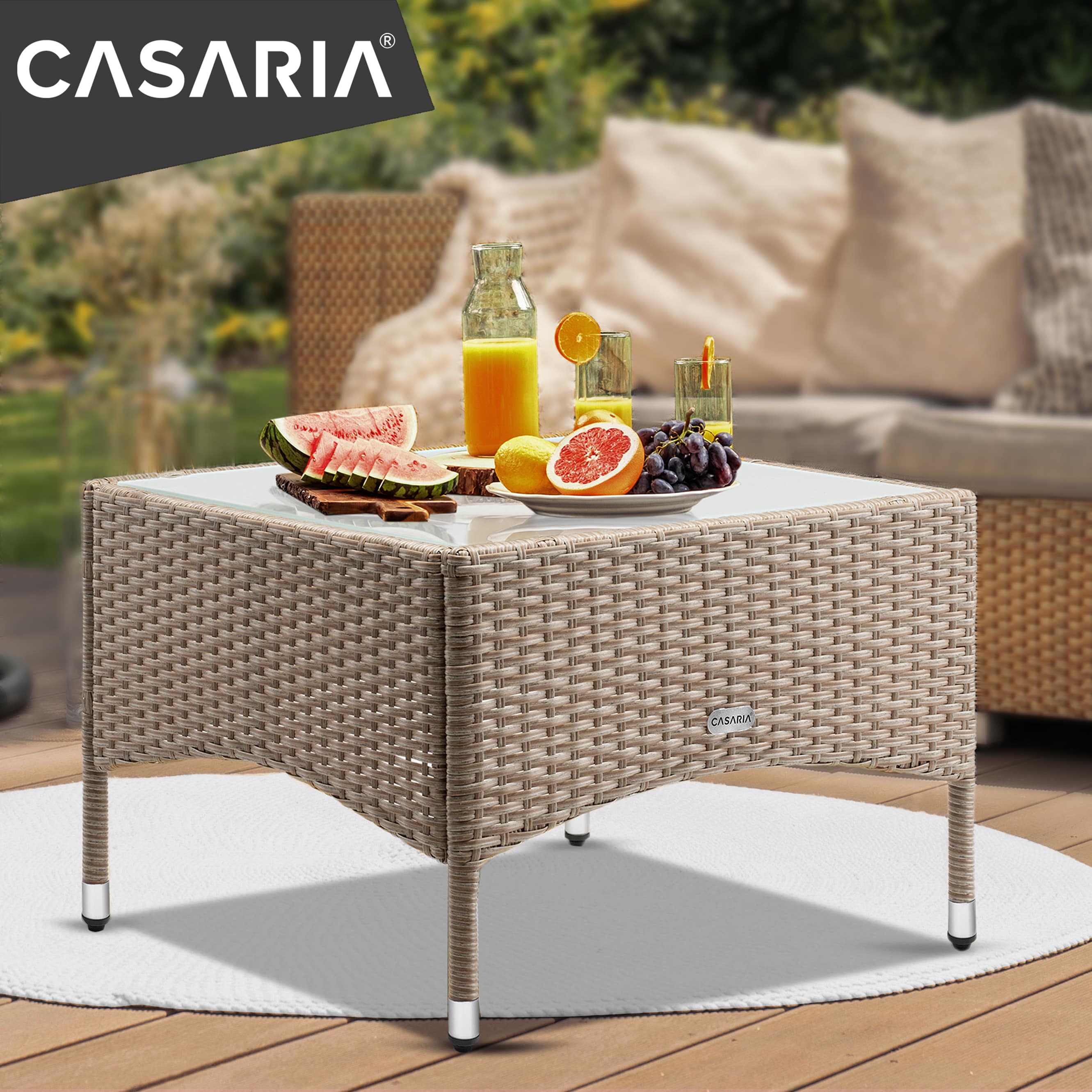 Polyrotan\u0020Bijzettafel\u0020Grijs\u002DBeige\u002058x58x42cm Polyrotan\u0020Bijzettafel\u0020Grijs\u002DBeige\u002058x58x42cm