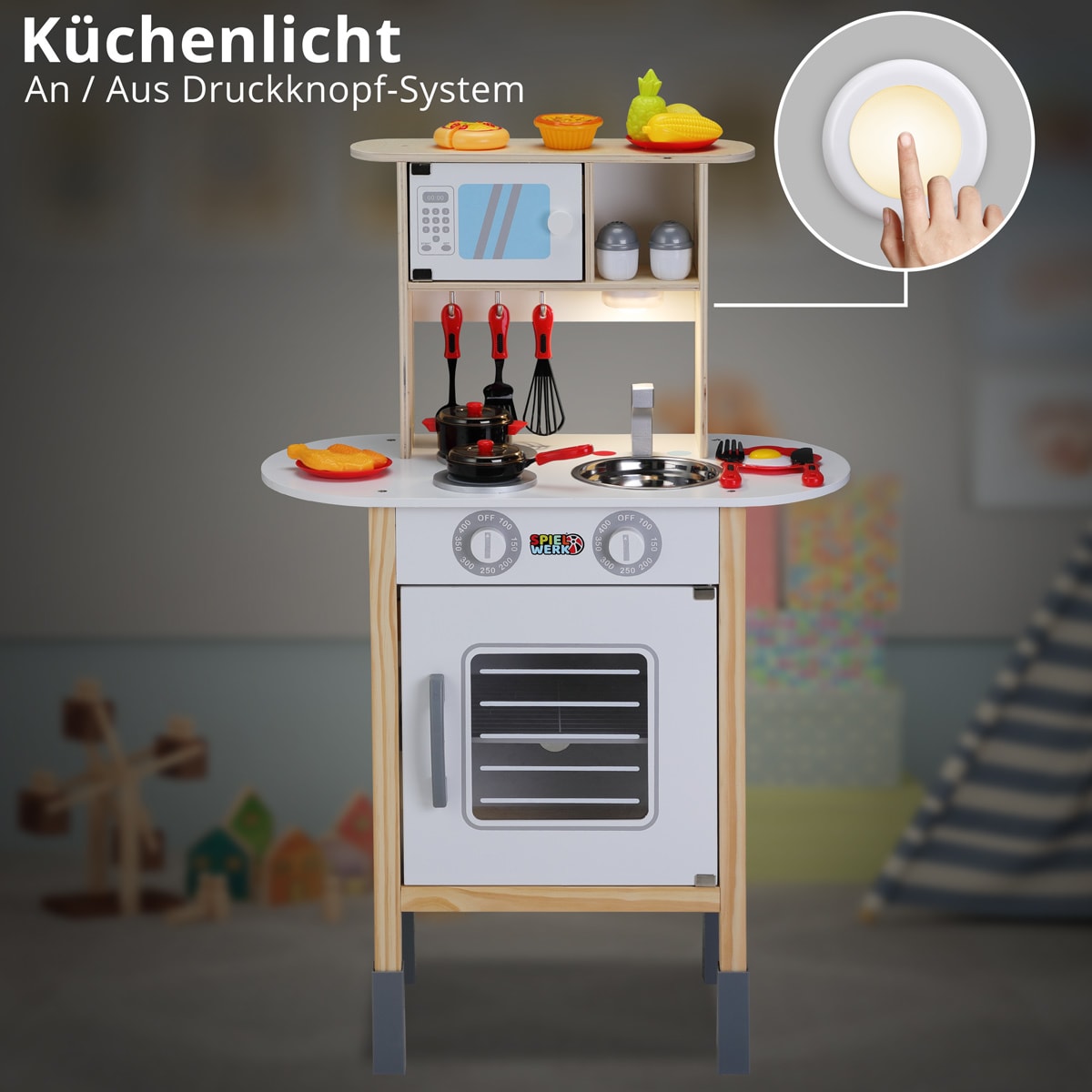 Speelgoedkeuken\u0020Hout\u002057x29,5x77cm\u0020incl\u0020Toebehoren