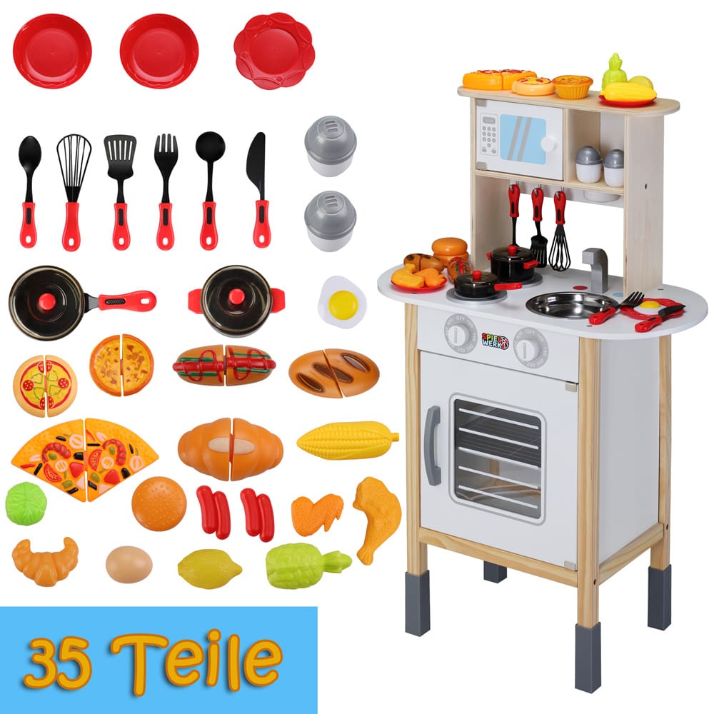 Speelgoedkeuken\u0020Hout\u002057x29,5x77cm\u0020incl\u0020Toebehoren