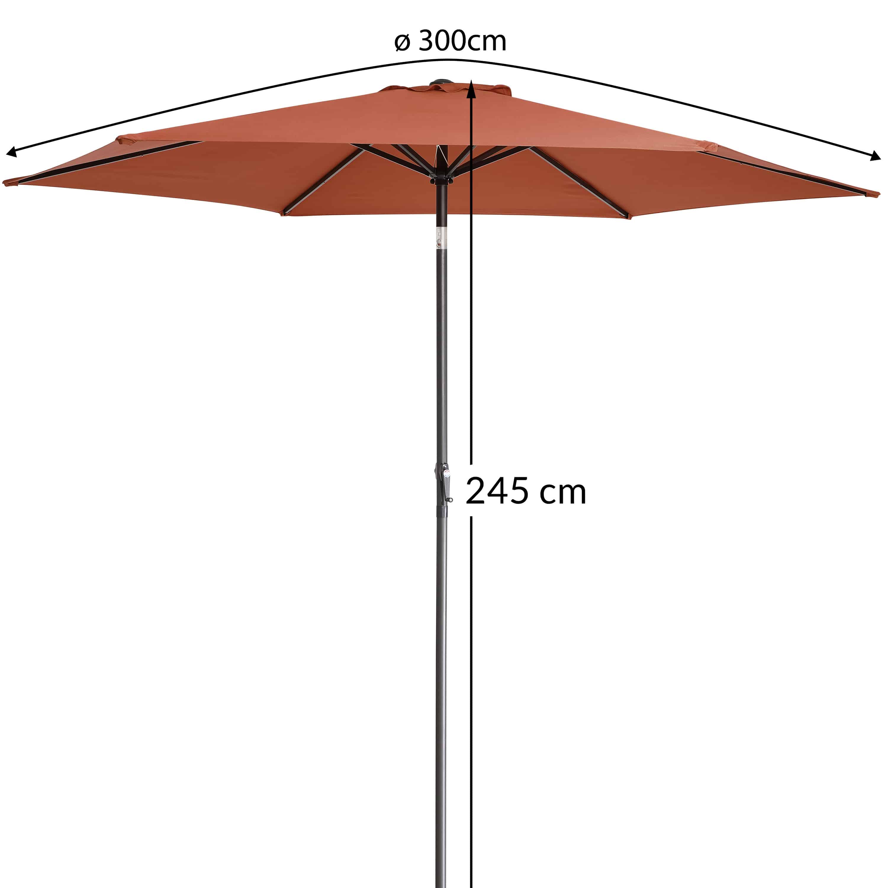 Parasol\u0020Tahiti\u0020Terracotta\u0020\u00D8300cm\u0020UV\u002Dbescherming\u002080\u002B